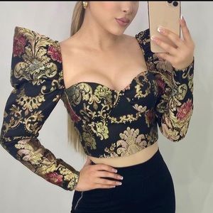 BLITHE Long Sleeve Bustier Top Small